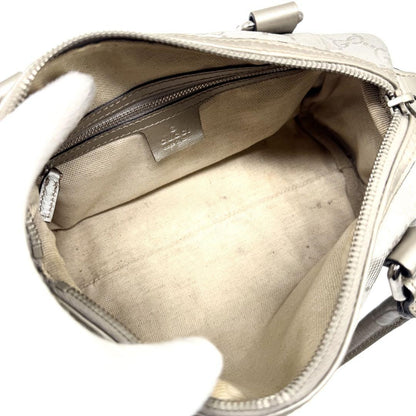 GUCCI Mini Boston Hand Bag Tote Purse GG PVC Leather Silver Authentic