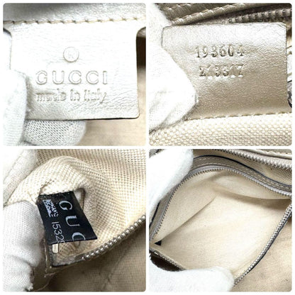 GUCCI Mini Boston Hand Bag Tote Purse GG PVC Leather Silver Authentic