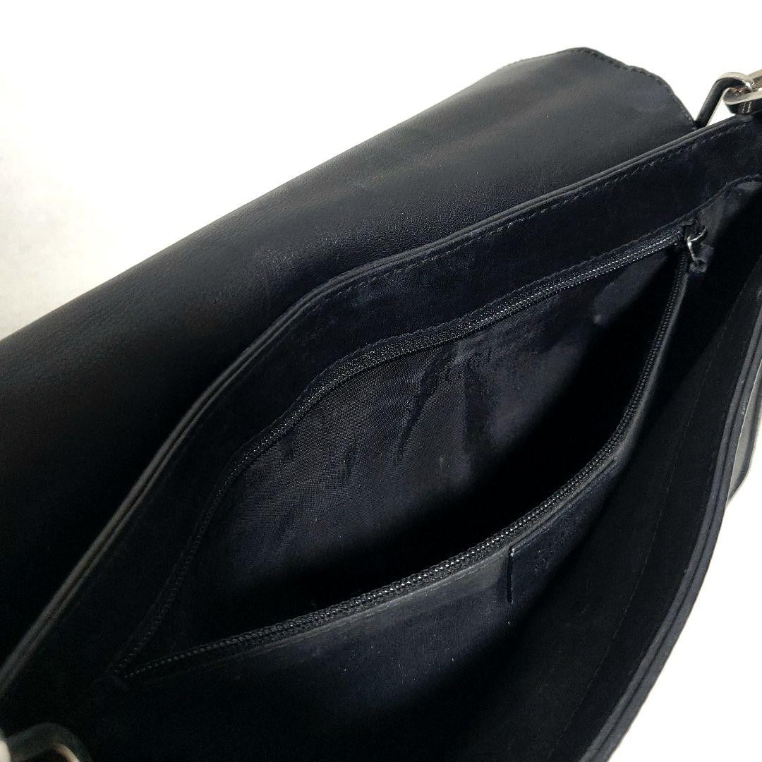 GUCCI Hand Bag Tote Purse Chain Leather Black Authentic
