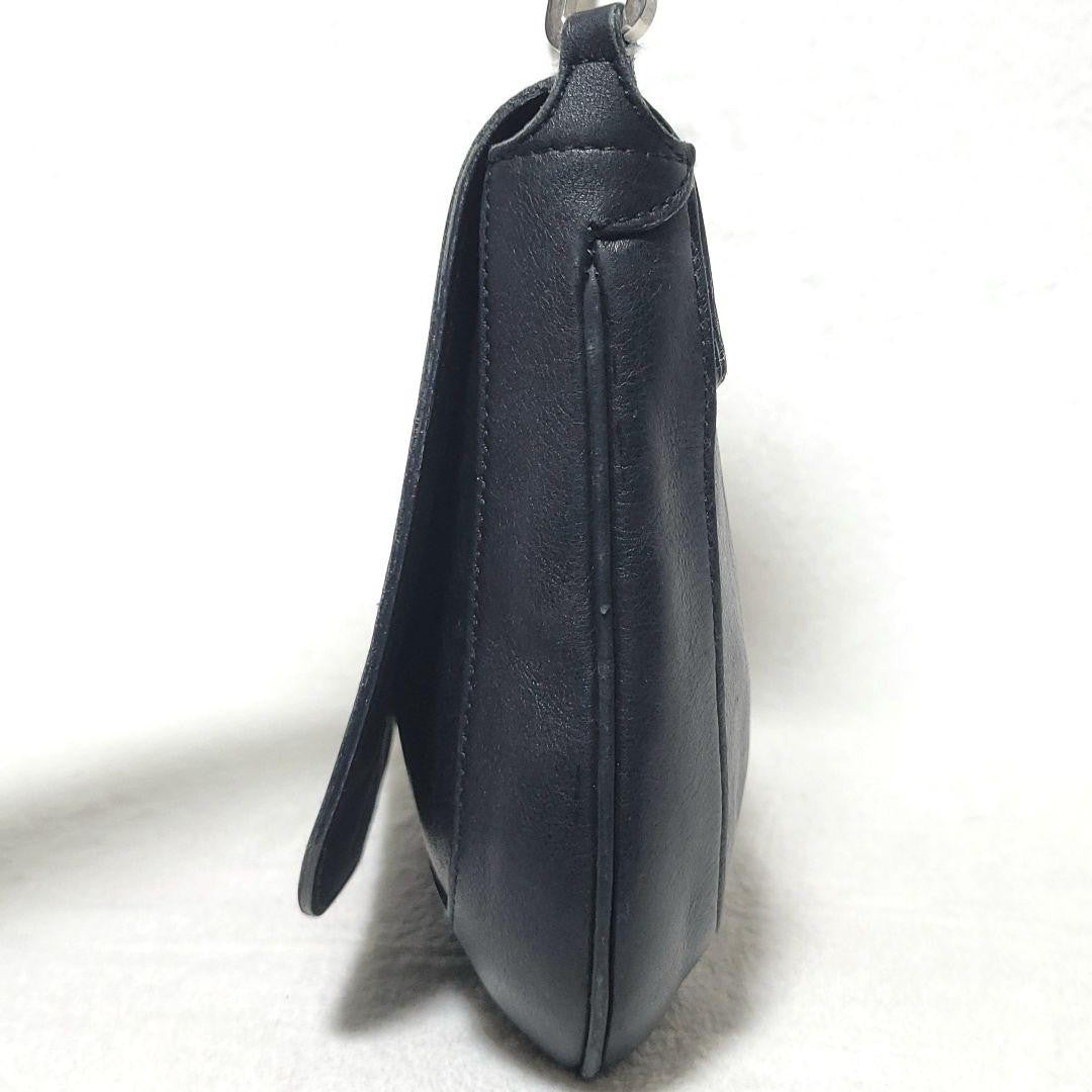 GUCCI Hand Bag Tote Purse Chain Leather Black Authentic