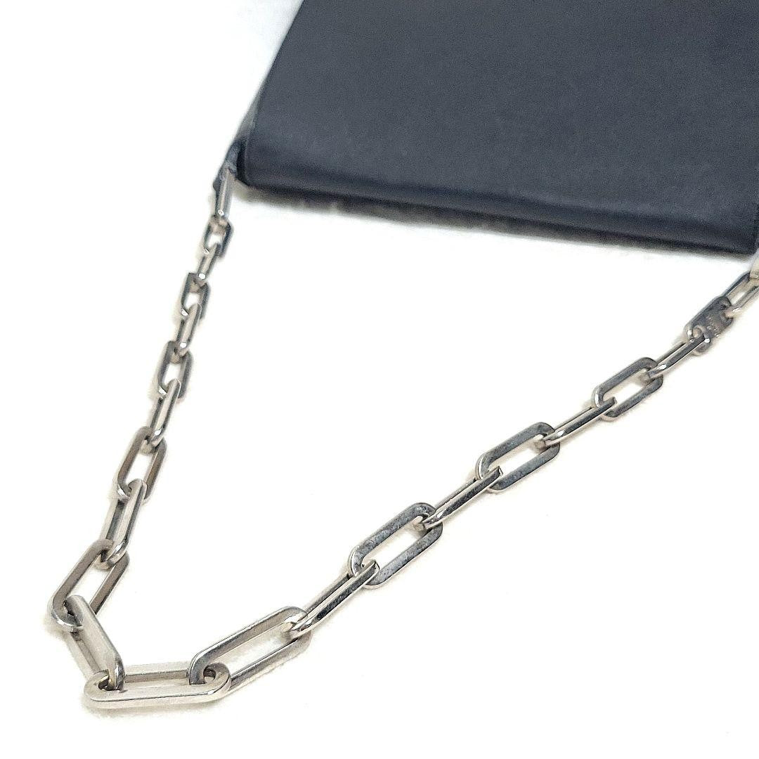GUCCI Hand Bag Tote Purse Chain Leather Black Authentic