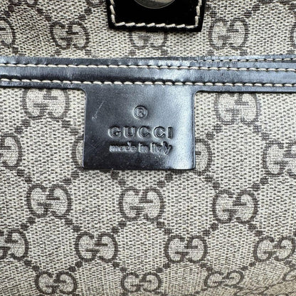 GUCCI Hand Bag Tote Purse GG PVC Leather Beige Brown Red Authentic