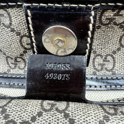 GUCCI Hand Bag Tote Purse GG PVC Leather Beige Brown Red Authentic