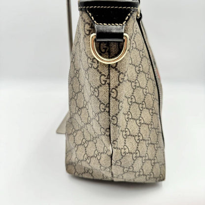 GUCCI Hand Bag Tote Purse GG PVC Leather Beige Brown Red Authentic
