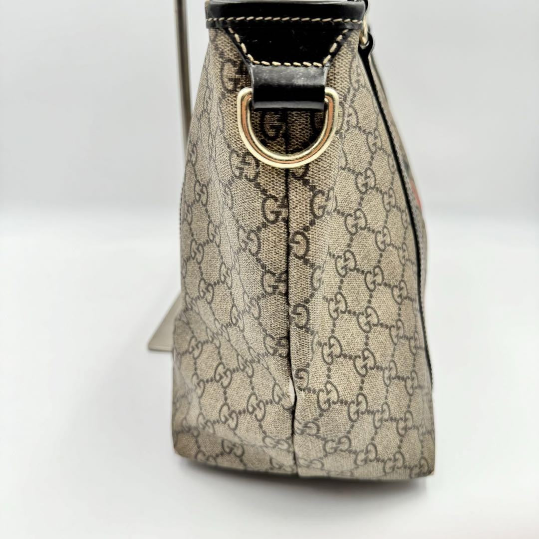 GUCCI Hand Bag Tote Purse GG PVC Leather Beige Brown Red Authentic