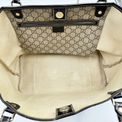 GUCCI Hand Bag Tote Purse GG PVC Leather Beige Brown Red Authentic