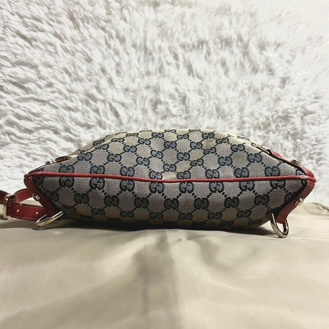 GUCCI Shoulder Bag Purse GG Canvas Beige Navy Red Authentic