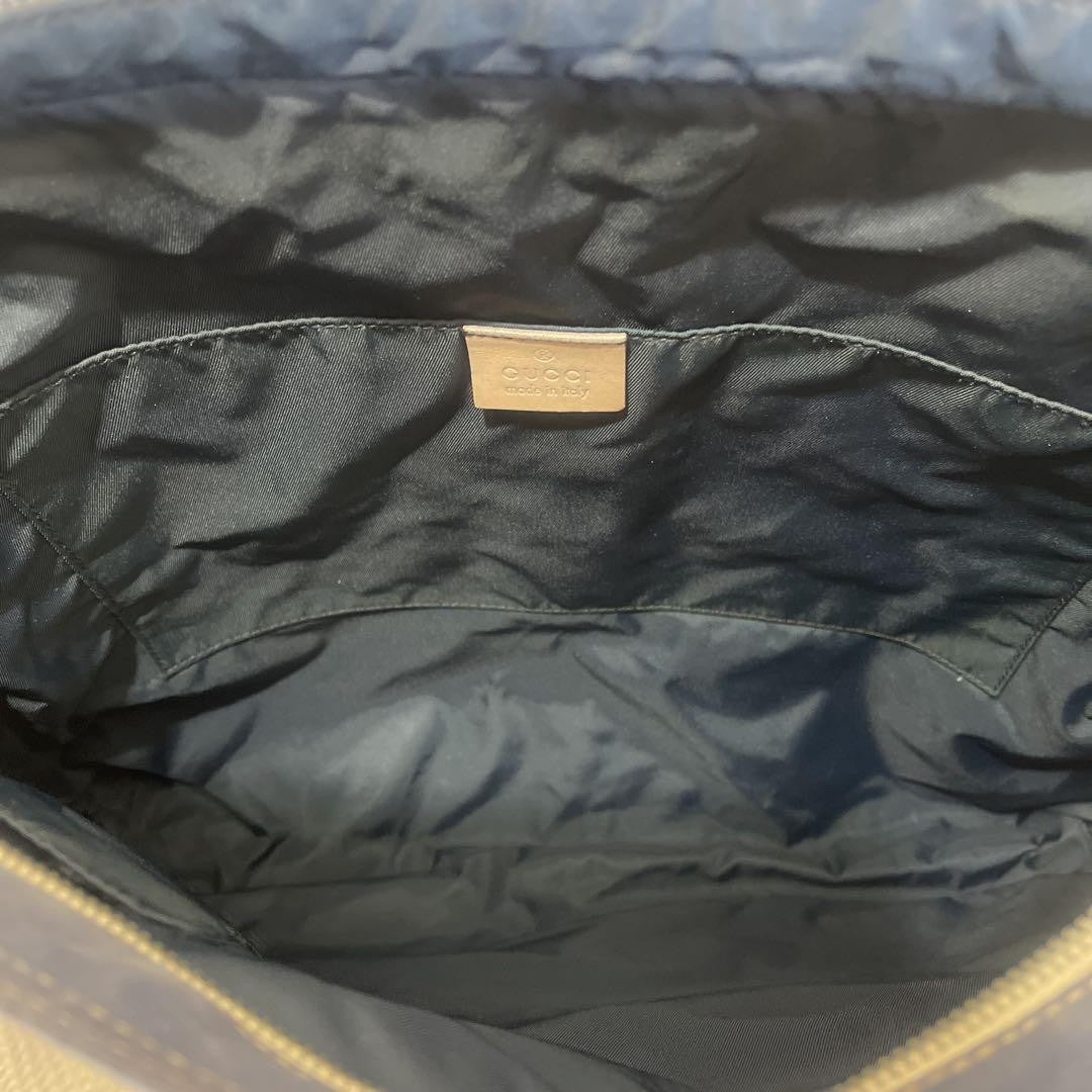 GUCCI Shoulder Bag Purse Canvas Blue Authentic