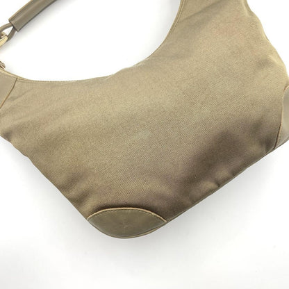 GUCCI Shoulder Bag Purse Canvas Leather Khaki Authentic