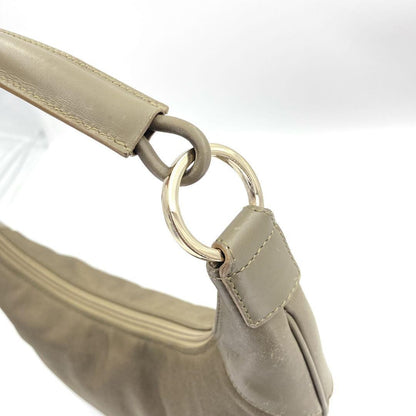 GUCCI Shoulder Bag Purse Canvas Leather Khaki Authentic