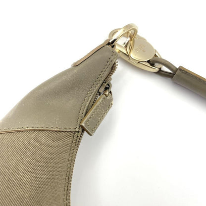 GUCCI Shoulder Bag Purse Canvas Leather Khaki Authentic