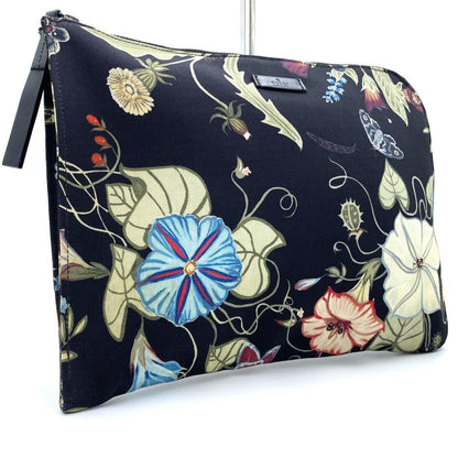 GUCCI Clutch Bag Second Bag Canvas Leather Black Multicolor Authentic