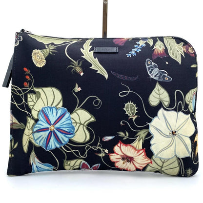 GUCCI Clutch Bag Second Bag Canvas Leather Black Multicolor Authentic