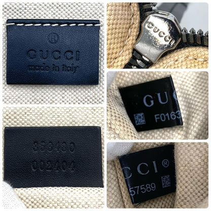 GUCCI Clutch Bag Second Bag Canvas Leather Black Multicolor Authentic