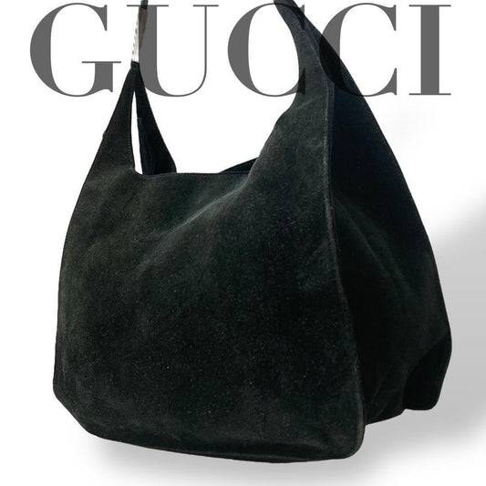 GUCCI Shoulder Bag Purse Leather Suede Black Authentic