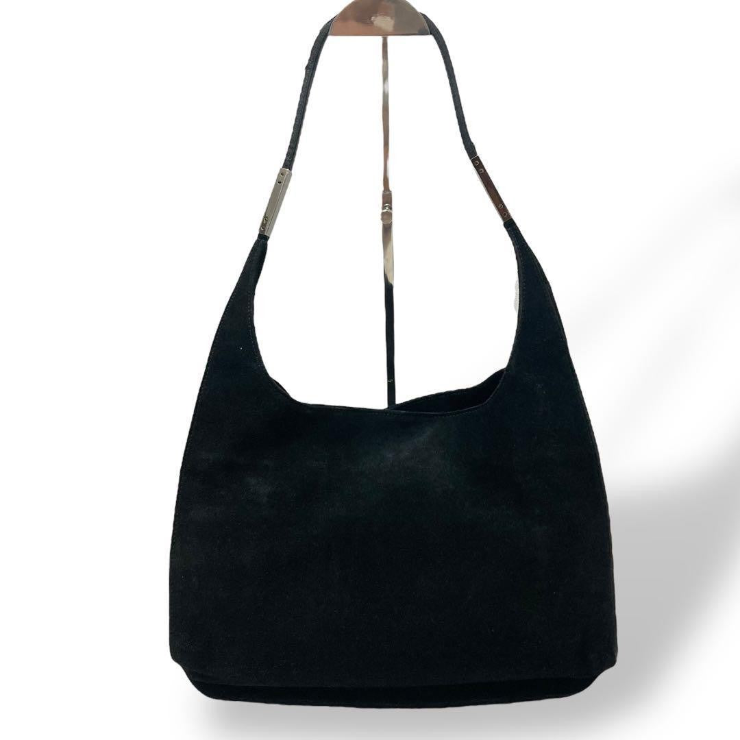 GUCCI Shoulder Bag Purse Leather Suede Black Authentic