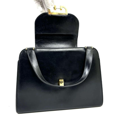 GUCCI Hand Bag Tote Purse Interlocking Leather Black Authentic