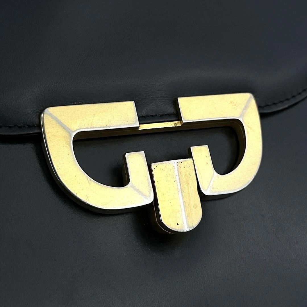 GUCCI Hand Bag Tote Purse Interlocking Leather Black Authentic