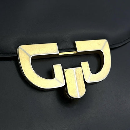 GUCCI Hand Bag Tote Purse Interlocking Leather Black Authentic