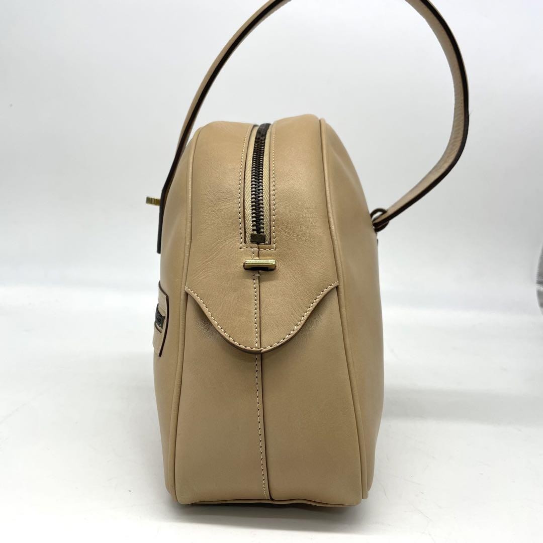 GUCCI Hand Shoulder Bag Tote Purse 2way Leather Beige Authentic