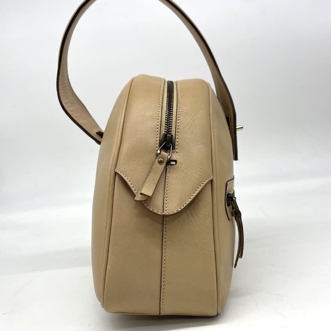 GUCCI Hand Shoulder Bag Tote Purse 2way Leather Beige Authentic