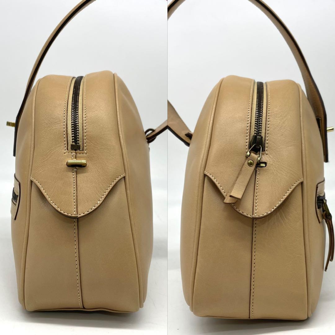 GUCCI Hand Shoulder Bag Tote Purse 2way Leather Beige Authentic
