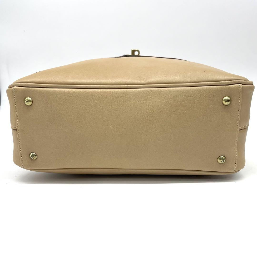 GUCCI Hand Shoulder Bag Tote Purse 2way Leather Beige Authentic