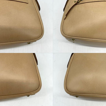GUCCI Hand Shoulder Bag Tote Purse 2way Leather Beige Authentic