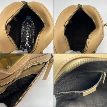 GUCCI Hand Shoulder Bag Tote Purse 2way Leather Beige Authentic