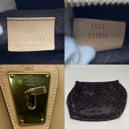 GUCCI Hand Shoulder Bag Tote Purse 2way Leather Beige Authentic
