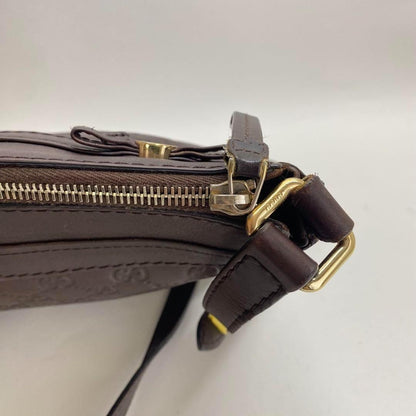 GUCCI Shoulder Bag Purse GG Shima Ribbon Brown Authentic
