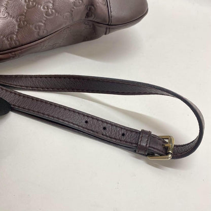 GUCCI Shoulder Bag Purse GG Shima Ribbon Brown Authentic