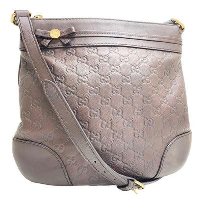 GUCCI Shoulder Bag Purse GG Shima Ribbon Brown Authentic