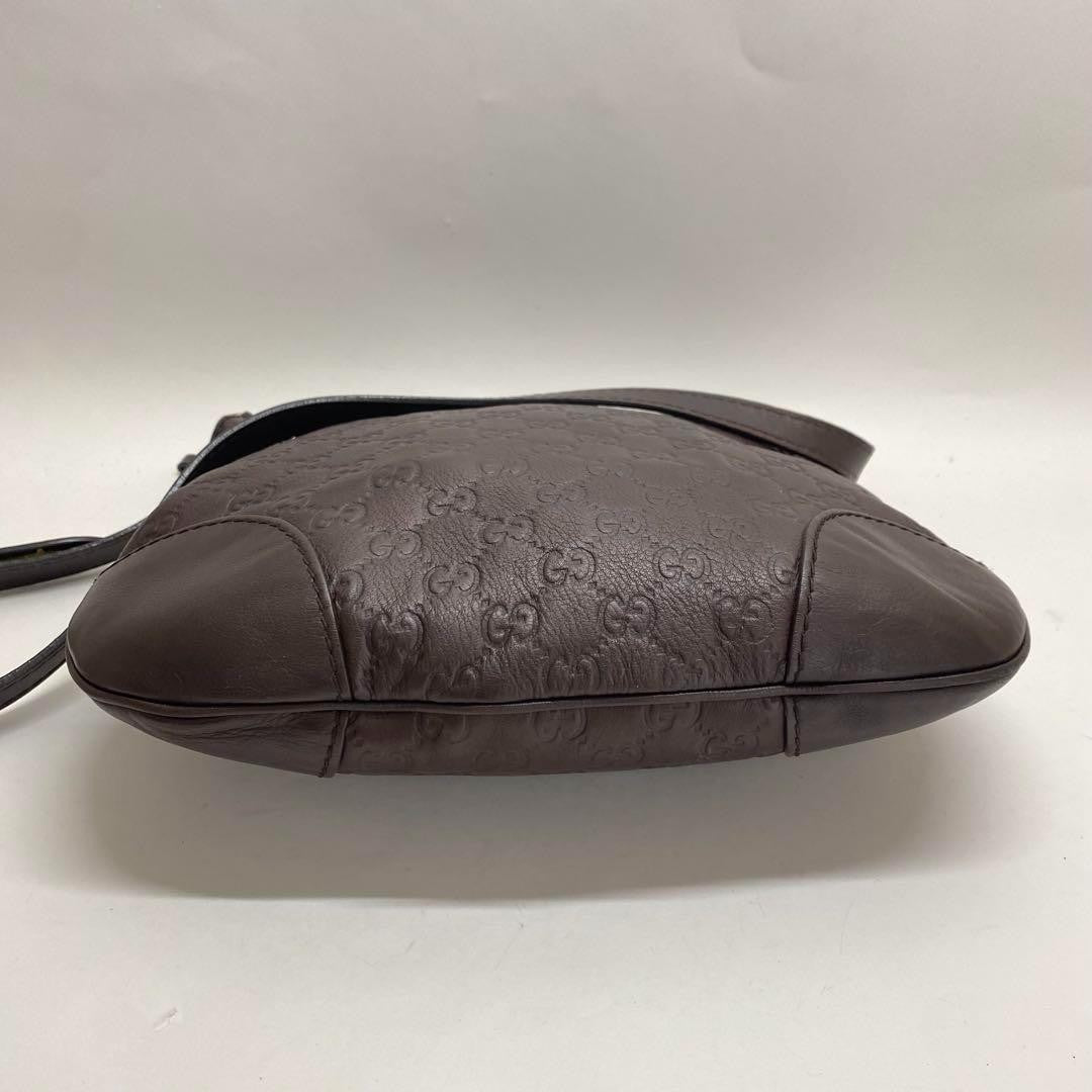 GUCCI Shoulder Bag Purse GG Shima Ribbon Brown Authentic