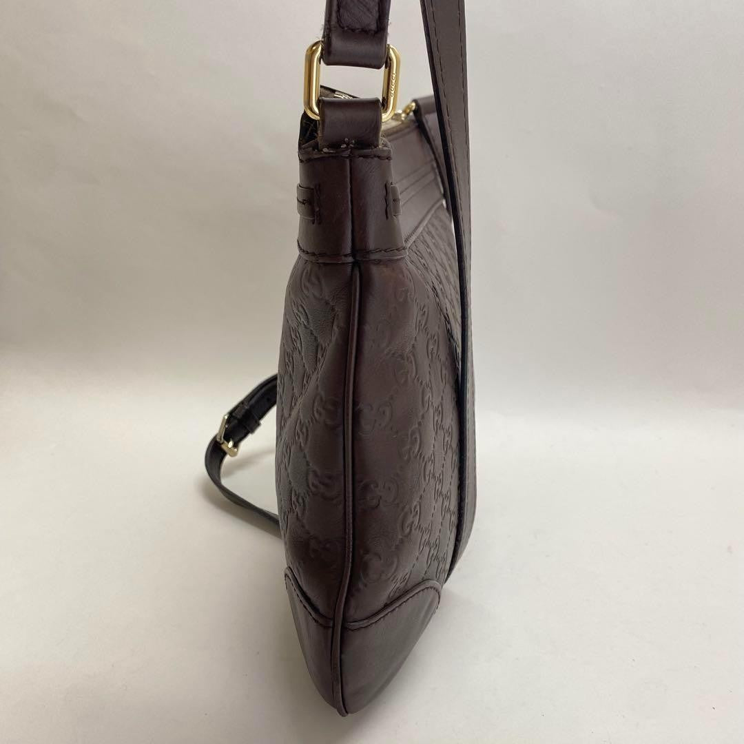 GUCCI Shoulder Bag Purse GG Shima Ribbon Brown Authentic