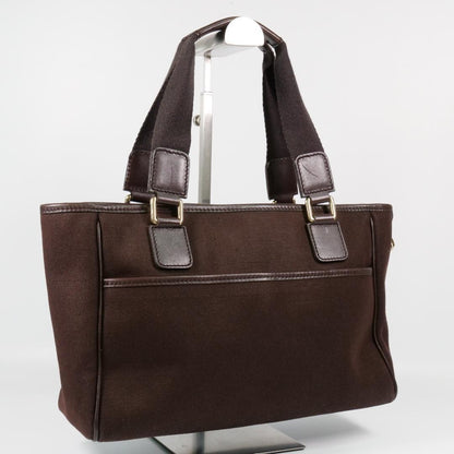 GUCCI Hand Bag Tote Purse Canvas Leather Brown Authentic
