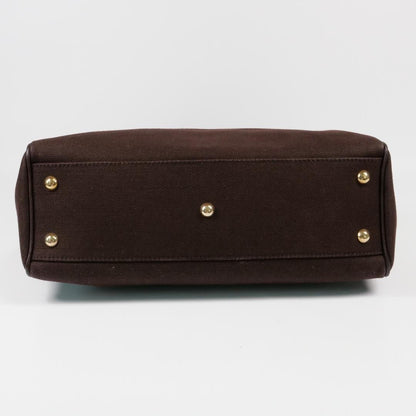 GUCCI Hand Bag Tote Purse Canvas Leather Brown Authentic
