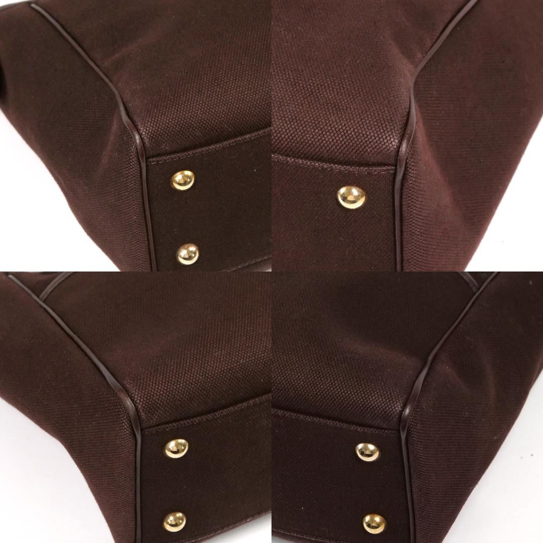 GUCCI Hand Bag Tote Purse Canvas Leather Brown Authentic