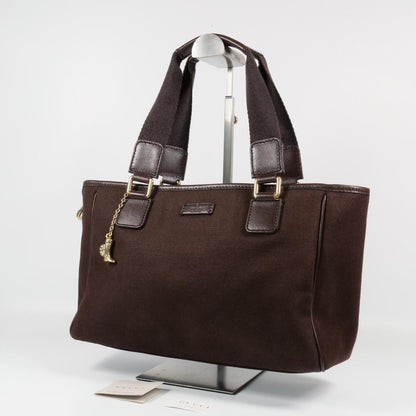 GUCCI Hand Bag Tote Purse Canvas Leather Brown Authentic