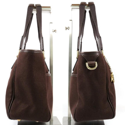 GUCCI Hand Bag Tote Purse Canvas Leather Brown Authentic