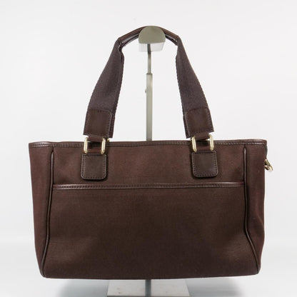 GUCCI Hand Bag Tote Purse Canvas Leather Brown Authentic