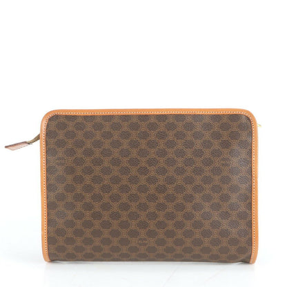 CELINE Clutch Bag Second Bag Macadam Leather Coated Canvas Brown Authentic