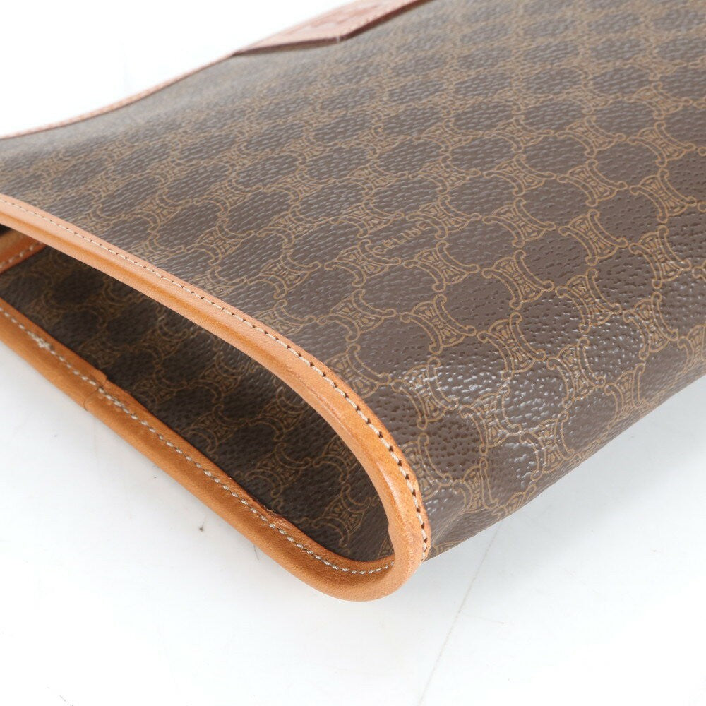 CELINE Clutch Bag Second Bag Macadam Leather Coated Canvas Brown Authentic