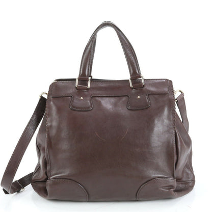 CELINE Hand Shoulder Bag Tote Purse 2way Leather Brown Authentic