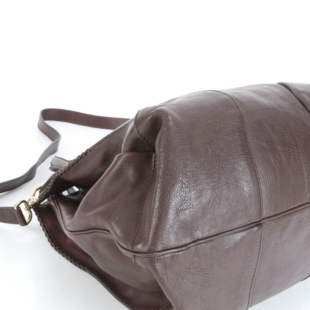 CELINE Hand Shoulder Bag Tote Purse 2way Leather Brown Authentic