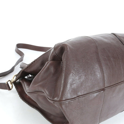 CELINE Hand Shoulder Bag Tote Purse 2way Leather Brown Authentic