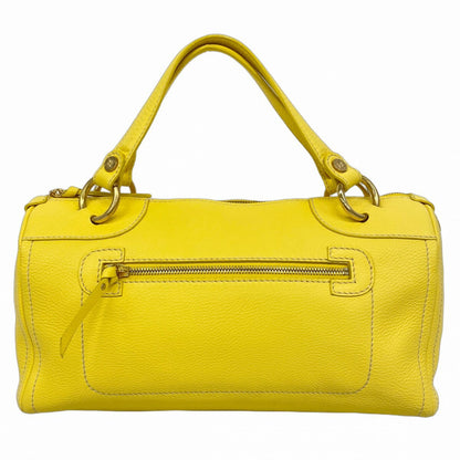 CELINE Hand Bag Tote Purse Leather Yellow Authentic