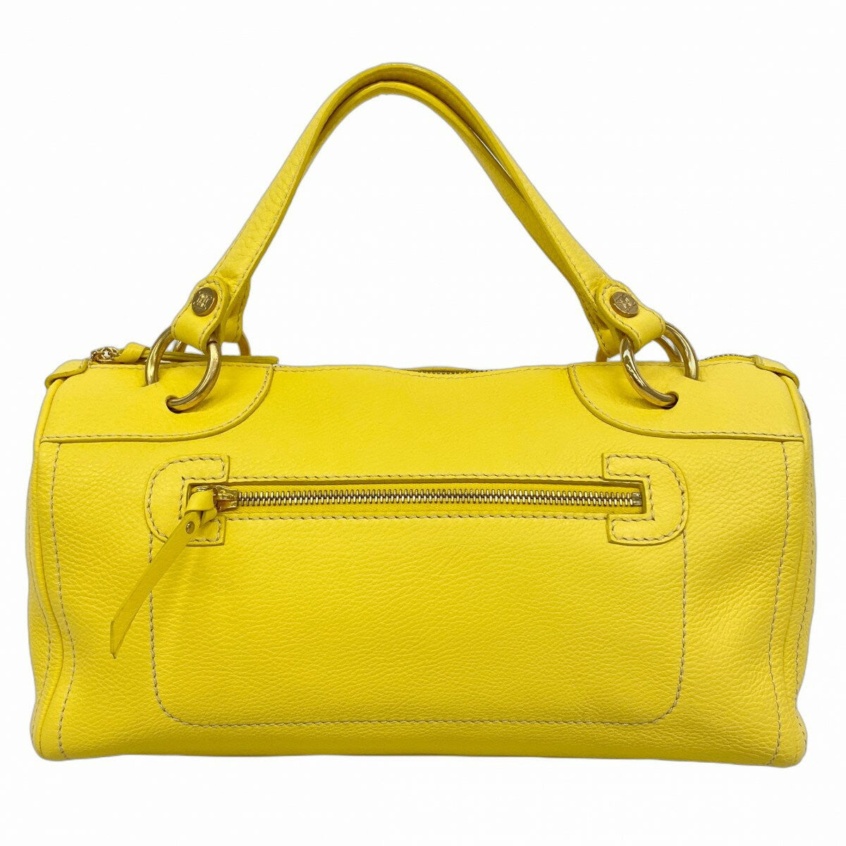 CELINE Hand Bag Tote Purse Leather Yellow Authentic