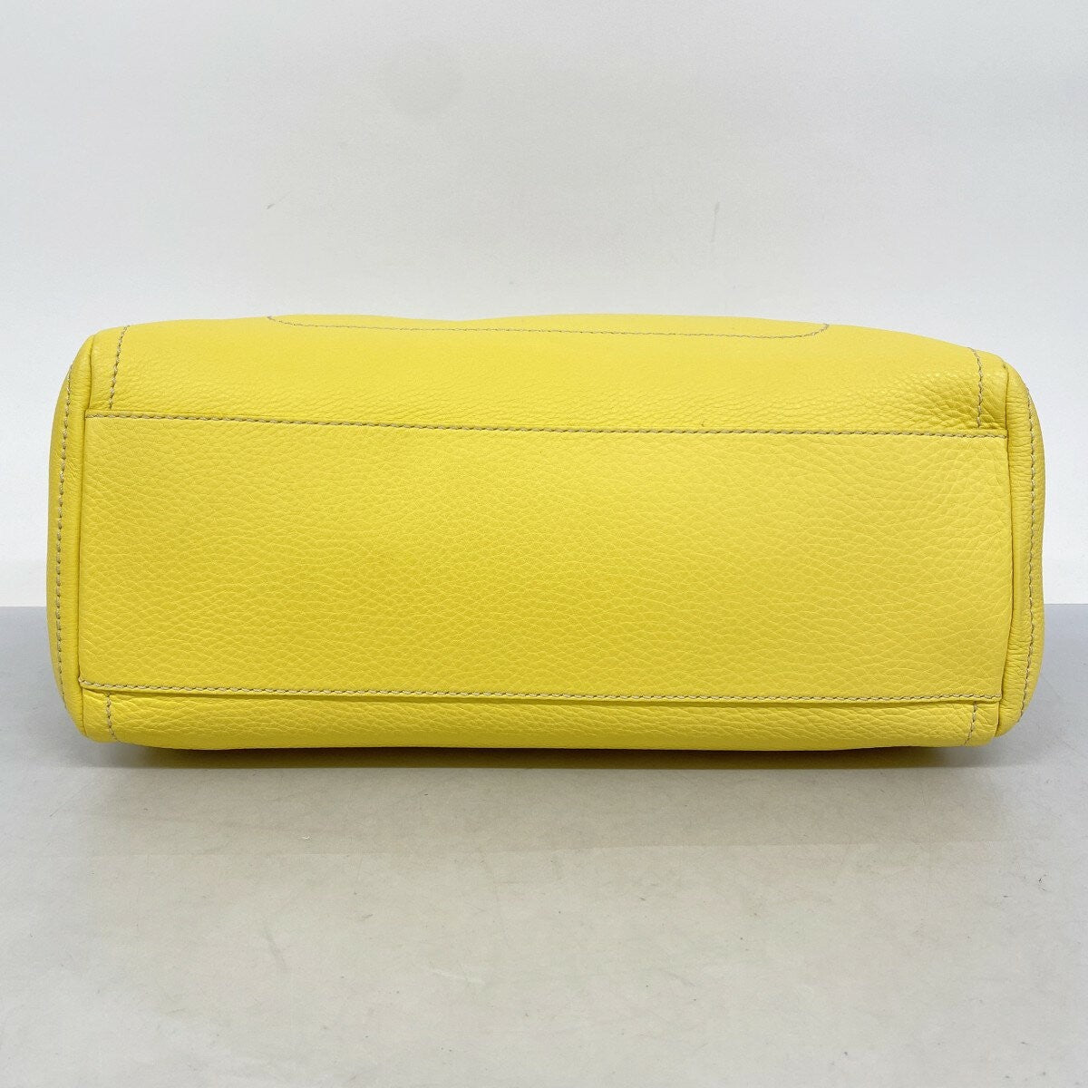 CELINE Hand Bag Tote Purse Leather Yellow Authentic