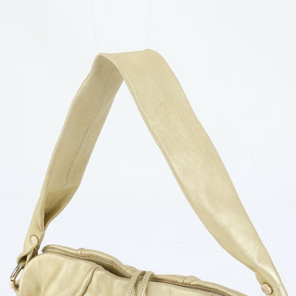 CELINE Hand Shoulder Bag Tote Purse Leather Gold Authentic